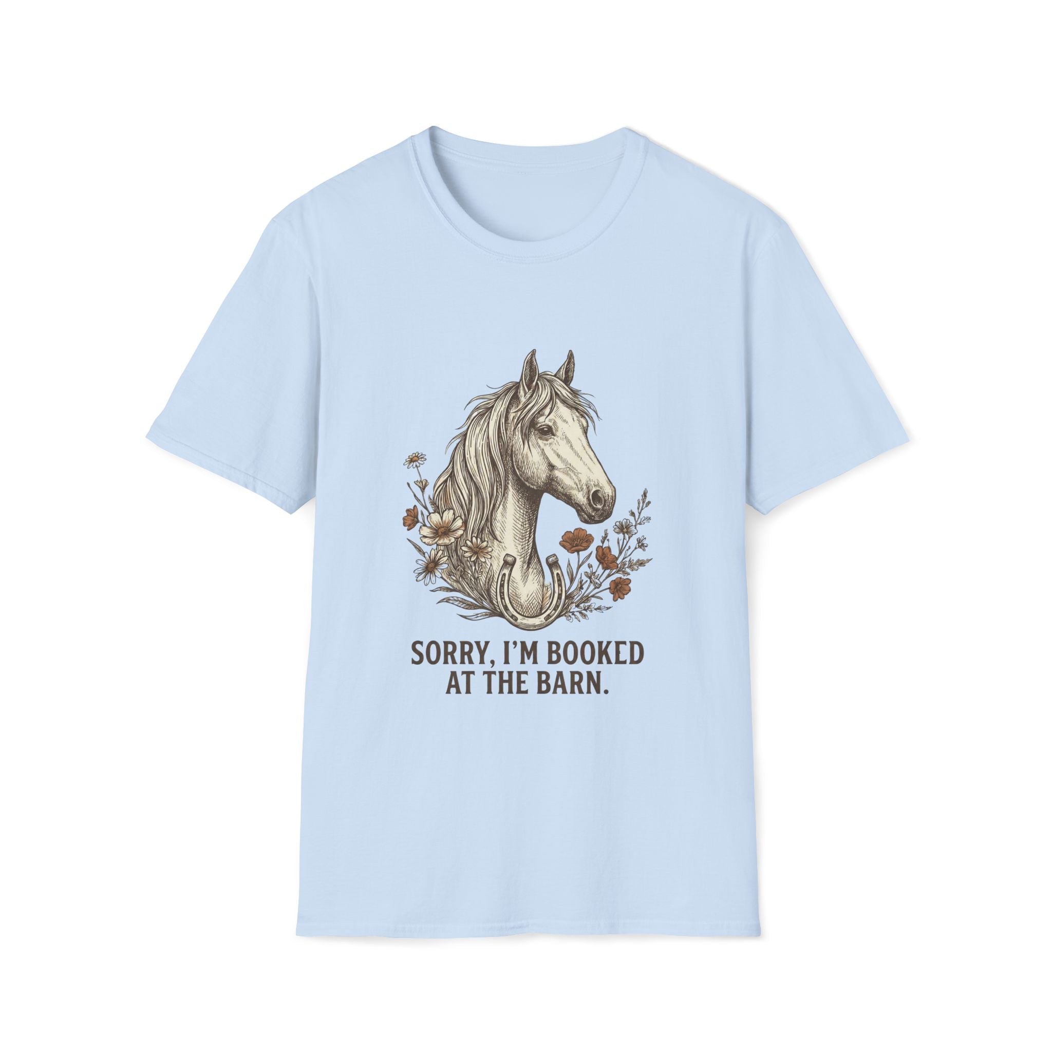 Horse T-Shirt — "Sorry, I'm Booked at the Barn" Graphic Tee for Equestrians