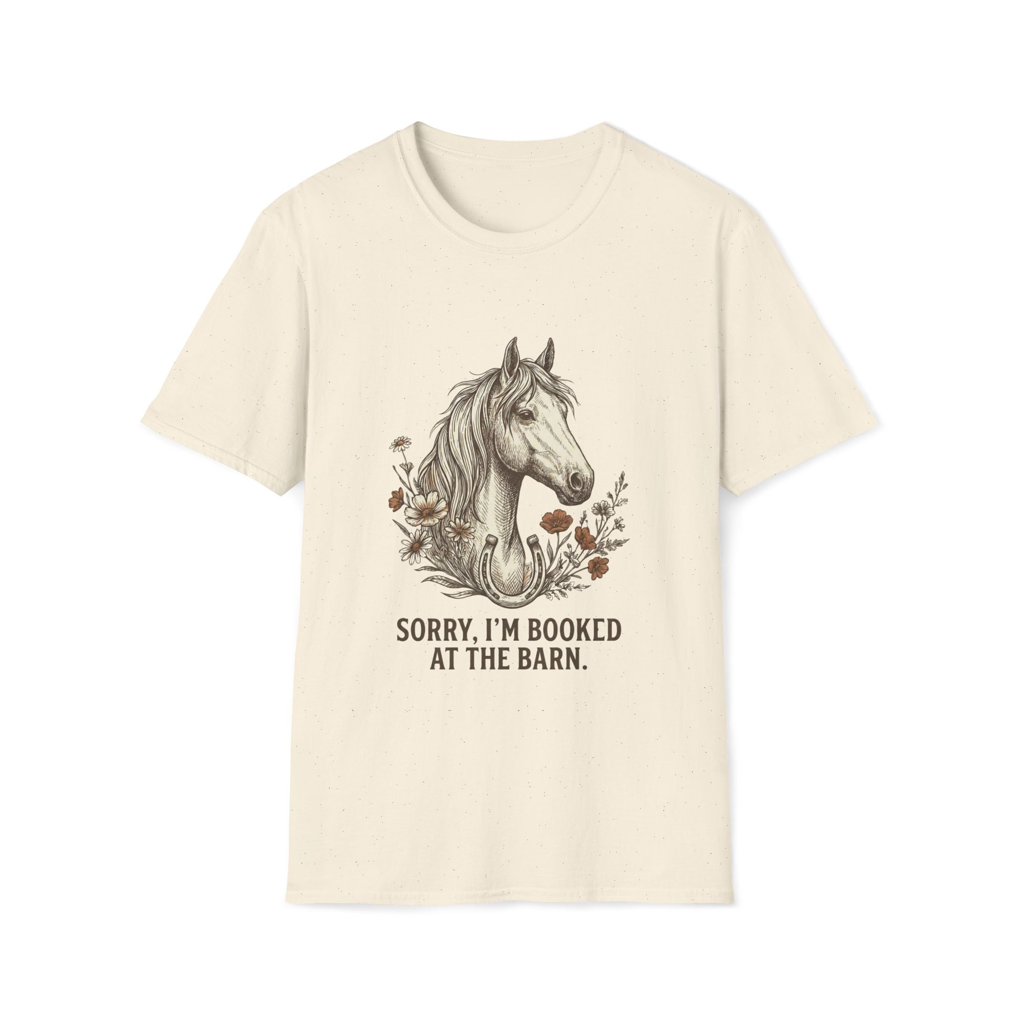 Horse T-Shirt — "Sorry, I'm Booked at the Barn" Graphic Tee for Equestrians