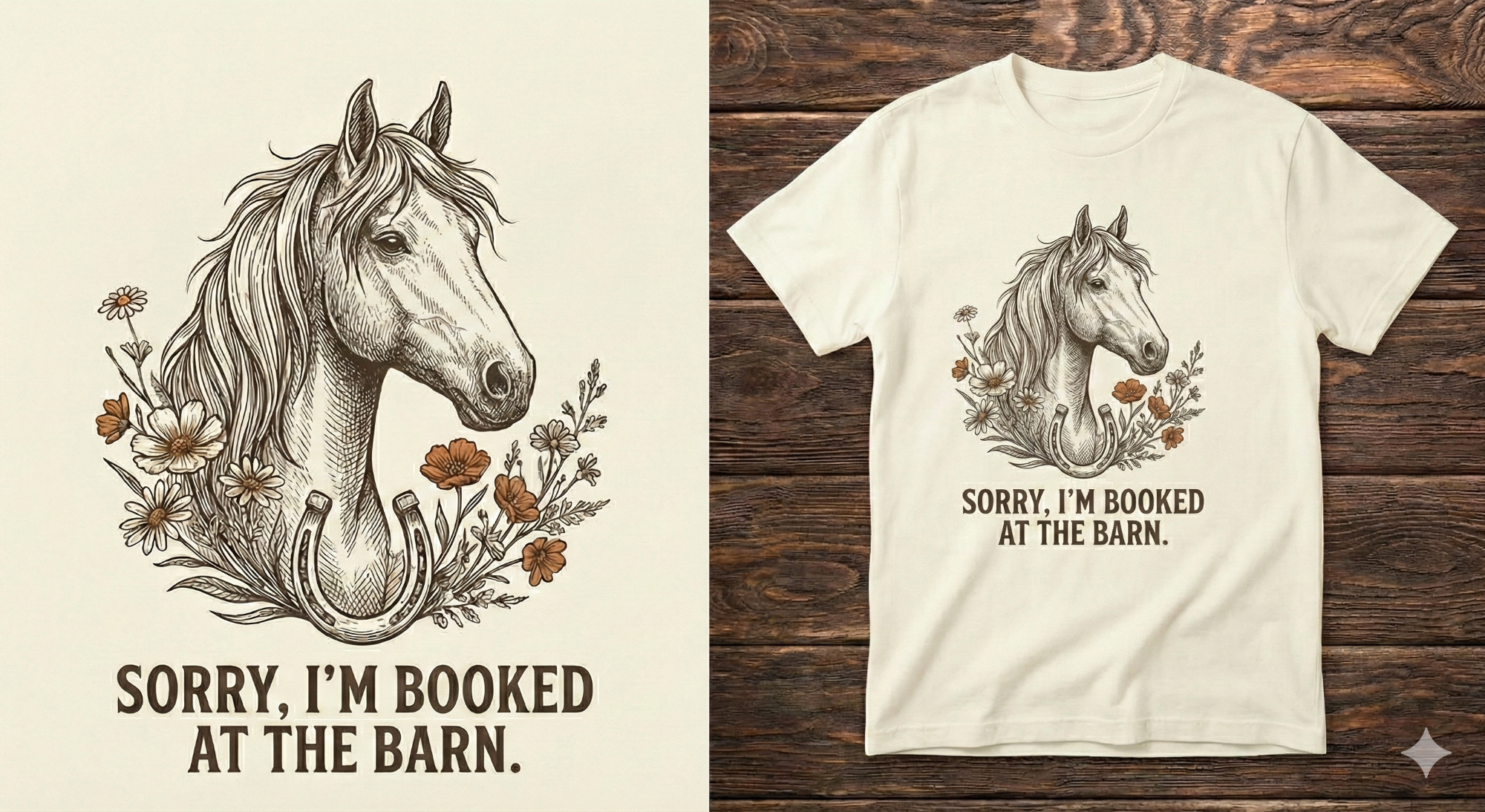 Horse T-Shirt — "Sorry, I'm Booked at the Barn" Graphic Tee for Equestrians