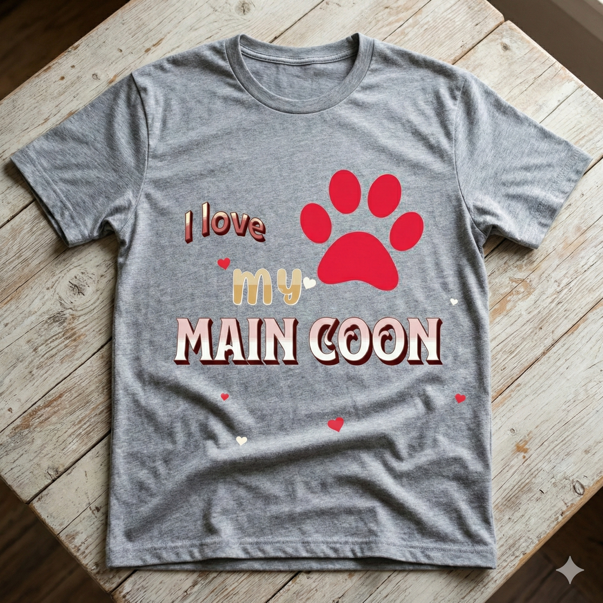 I Love My Main Coon T-Shirt — Maine Coon Cat Lover Paw Tee