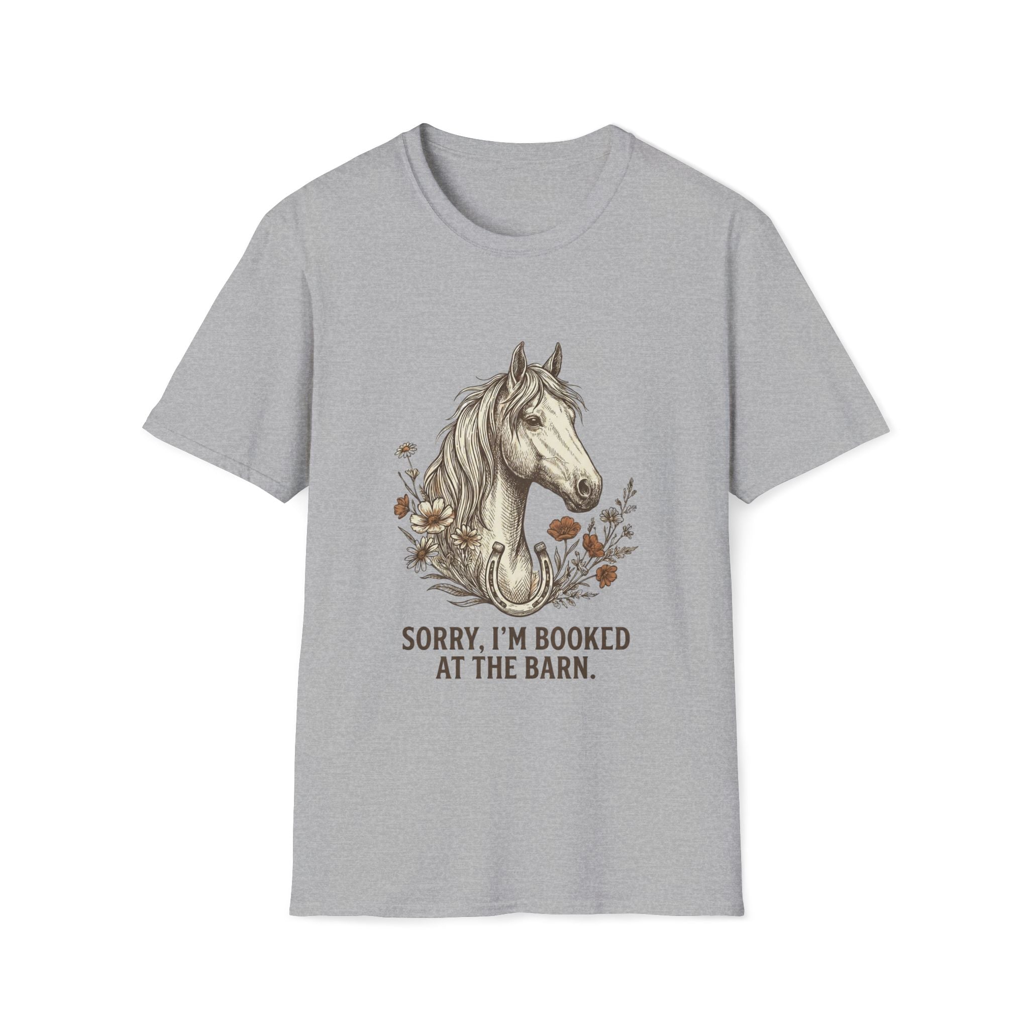 Horse T-Shirt — "Sorry, I'm Booked at the Barn" Graphic Tee for Equestrians